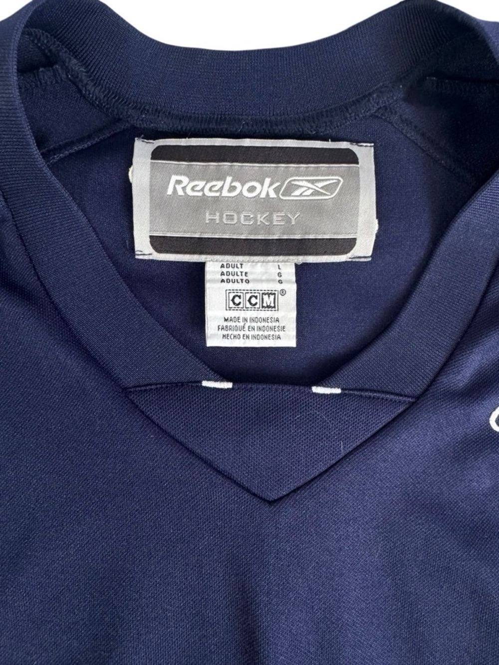 Reebok Hockey Jersey Navy White Long Sleeve Athletic Men's L - Picture 6 of 7